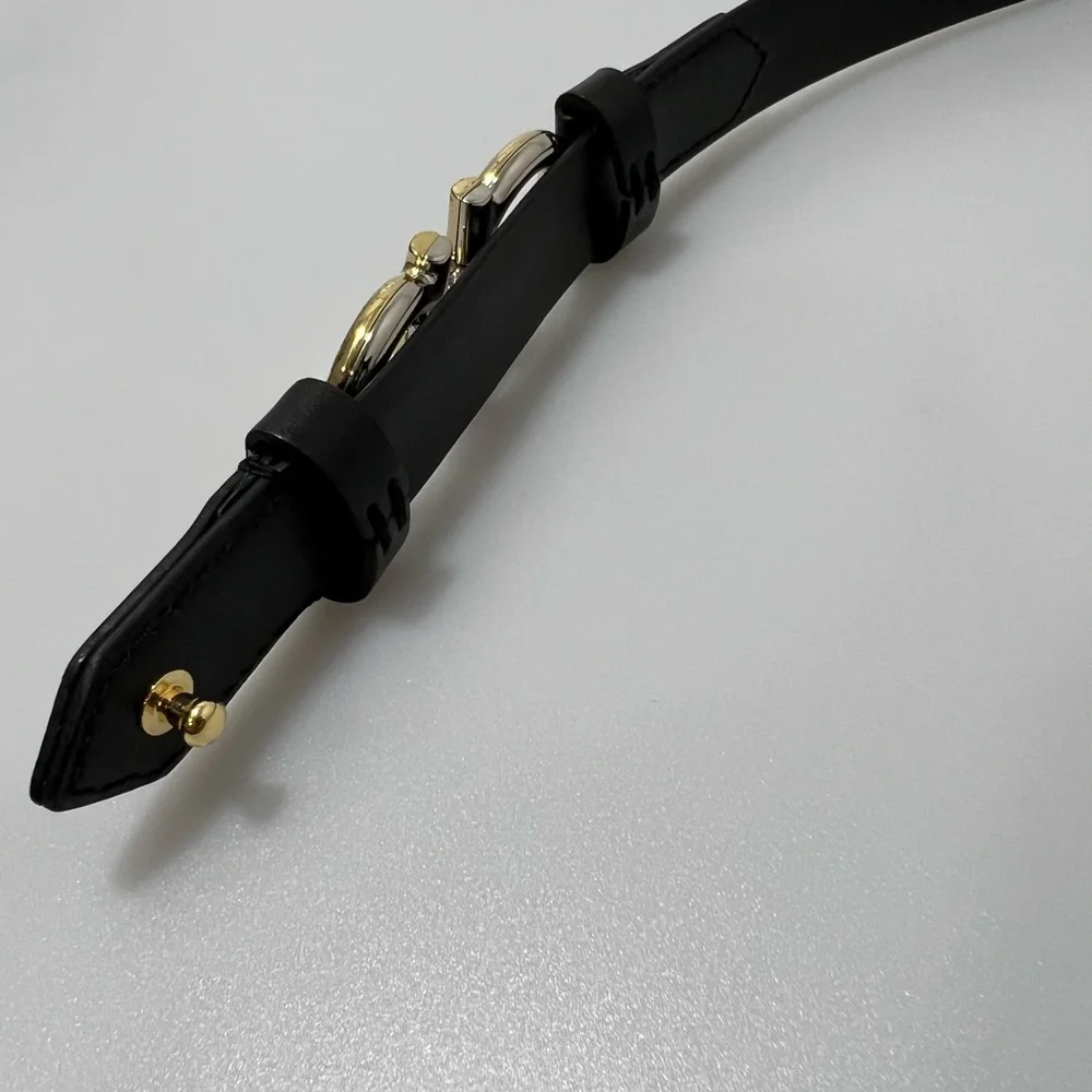 Salvatore Ferragamo Gancini Buckle Belt Black Gold Women’s 75/30 - Picture 6 of 6